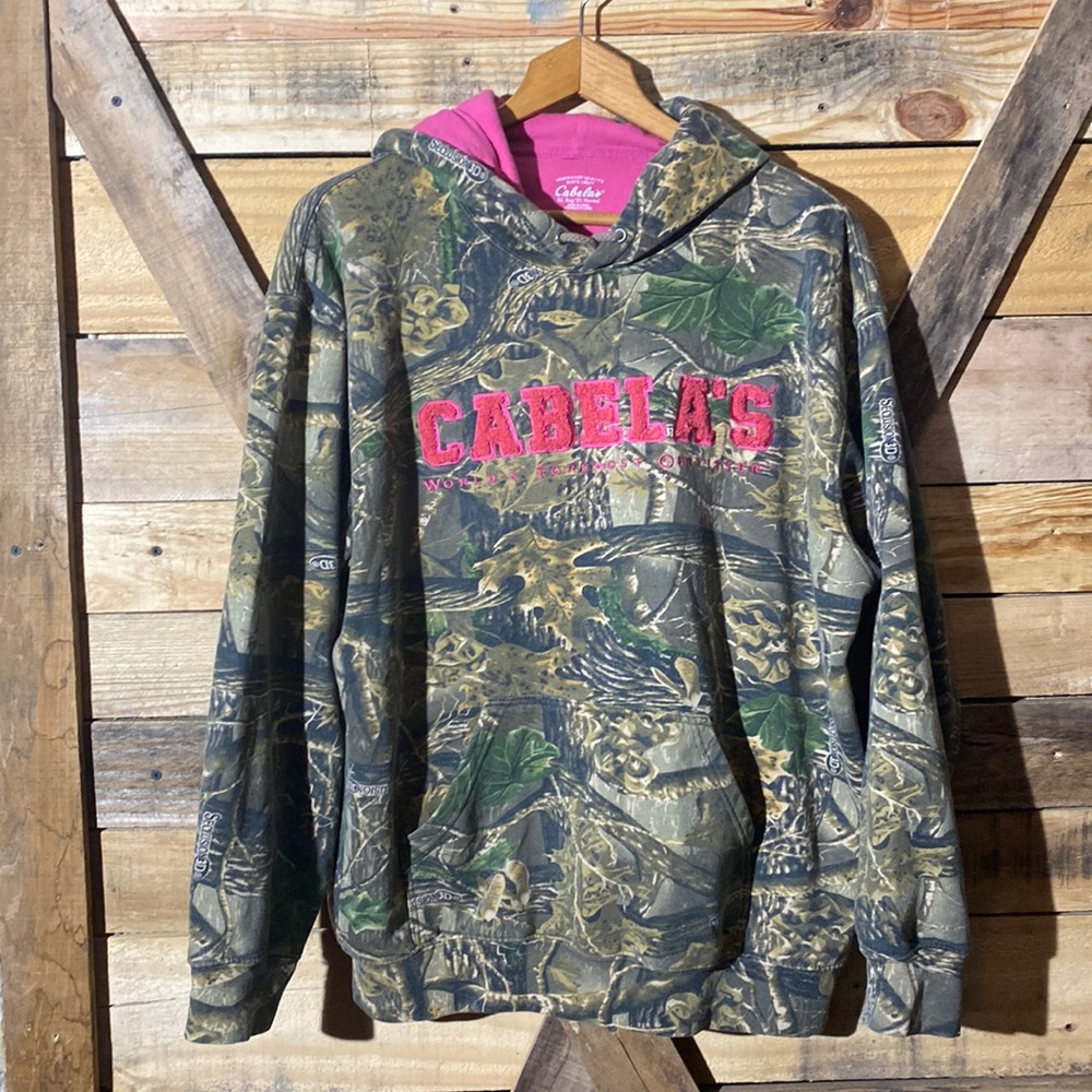 Cabela's Camouflage Hoodie with Pink Accents